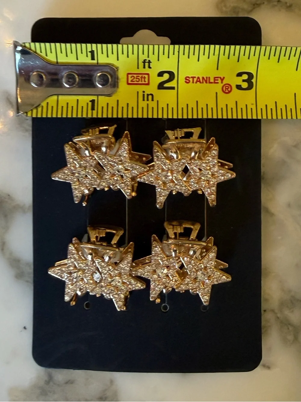 NWT nOir Set of 4 Gold Rhinestone Star Mini Hair Claw Clips Celestial Sparkle